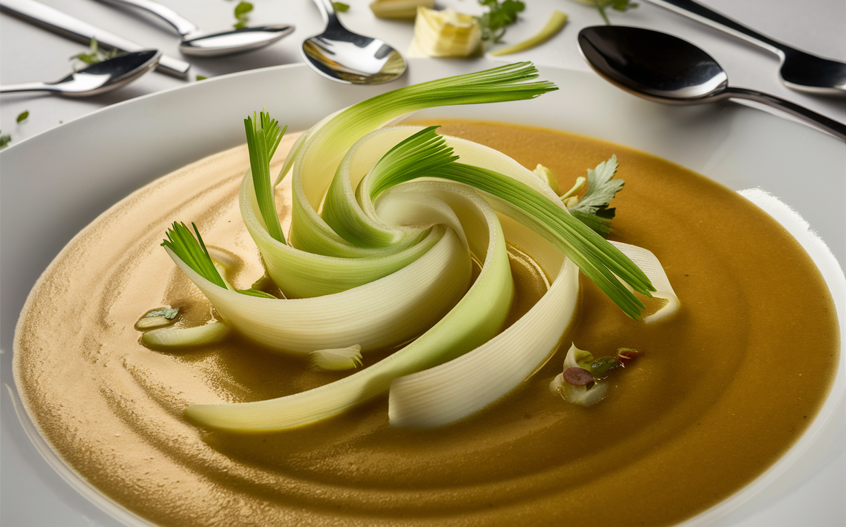 How do you clean and cut leeks for soup?