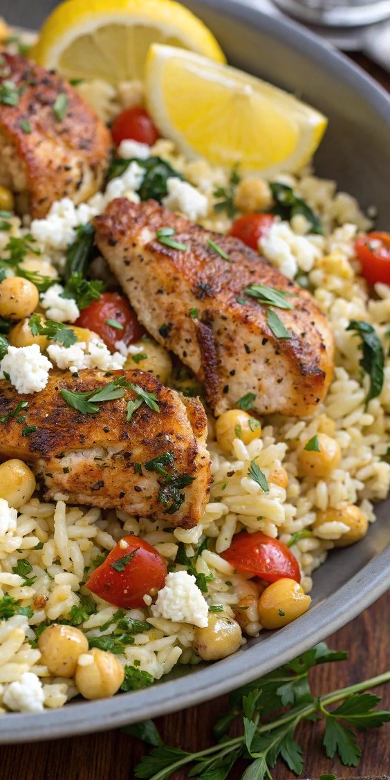 Greek Chicken and Lemon Rice – A 30-Minute, One-Pot Mediterranean Feast!