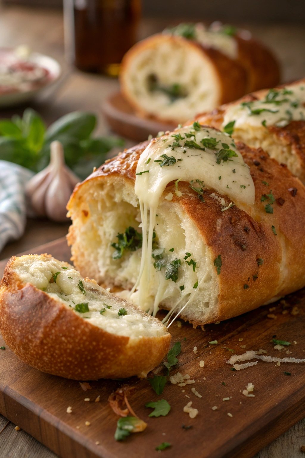 Soft & Cheesy Mozzarella-Stuffed Bread – The Ultimate Gooey, Pull-Apart Treat!