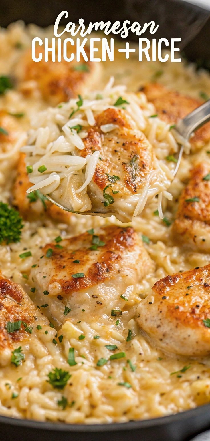 One-Pan Creamy Parmesan Chicken & Rice: The Ultimate Easy Comfort Meal! 🍗🧀
