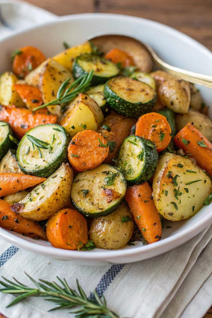 Garlic Herb Roasted Potatoes, Carrots, and Zucchini Recipe