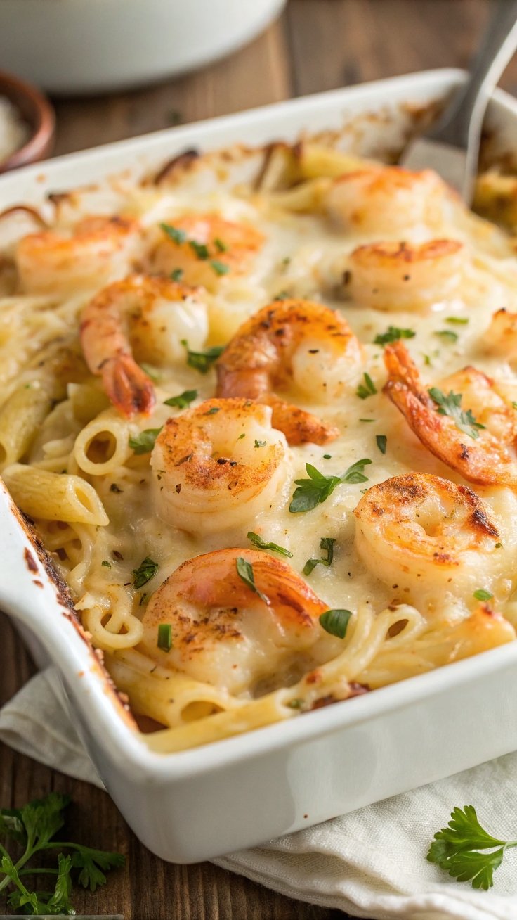 Shrimp Scampi Pasta Bake – Cheesy, Garlicky, and Oh-So-Easy!