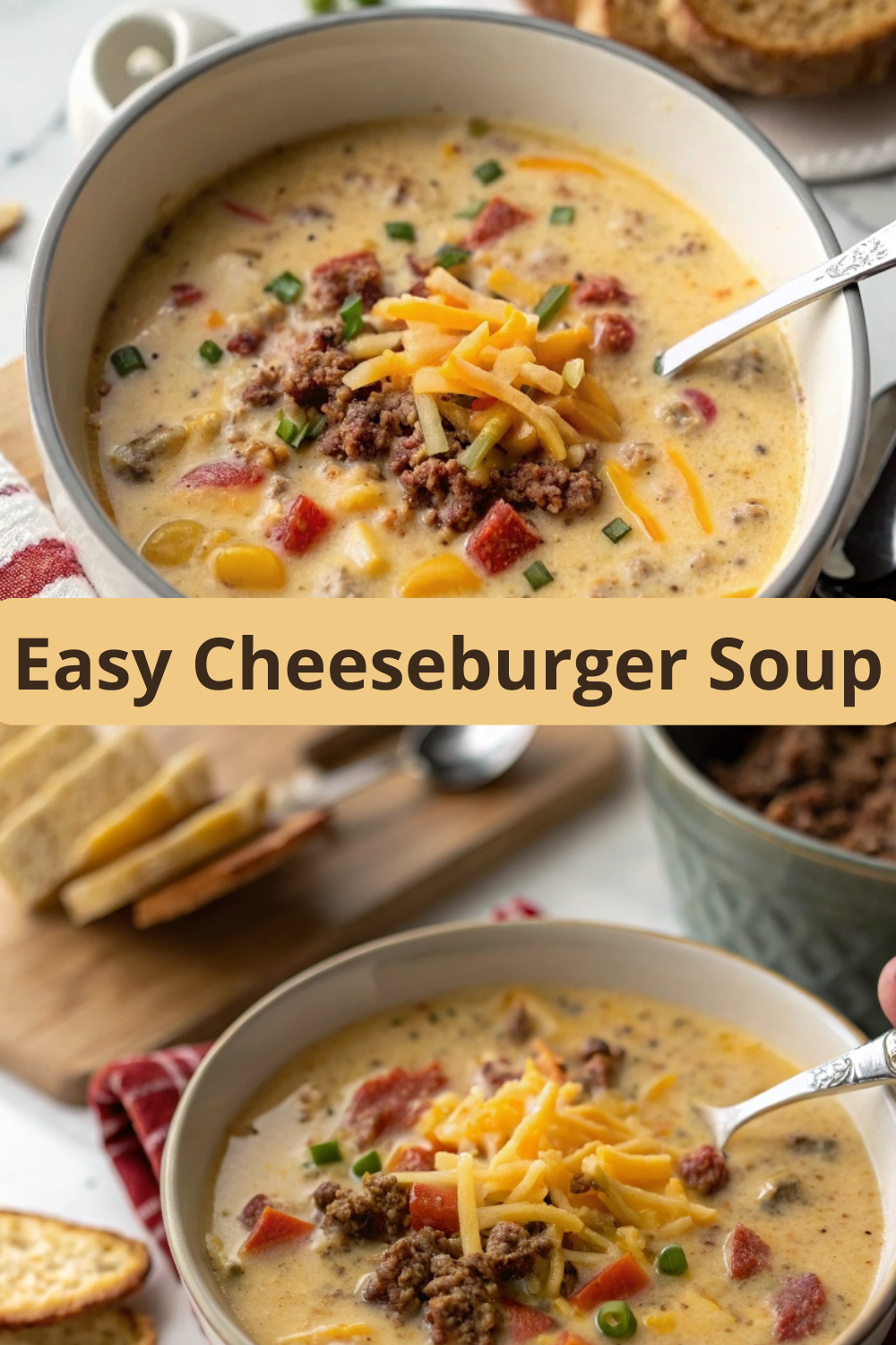 Easy Cheeseburger Soup – Hearty, Creamy & Packed with All Your Burger Favorites