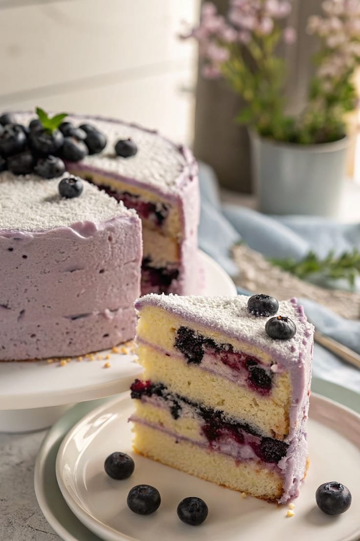 The Most Amazing Classic Blueberry Chiffon Cake