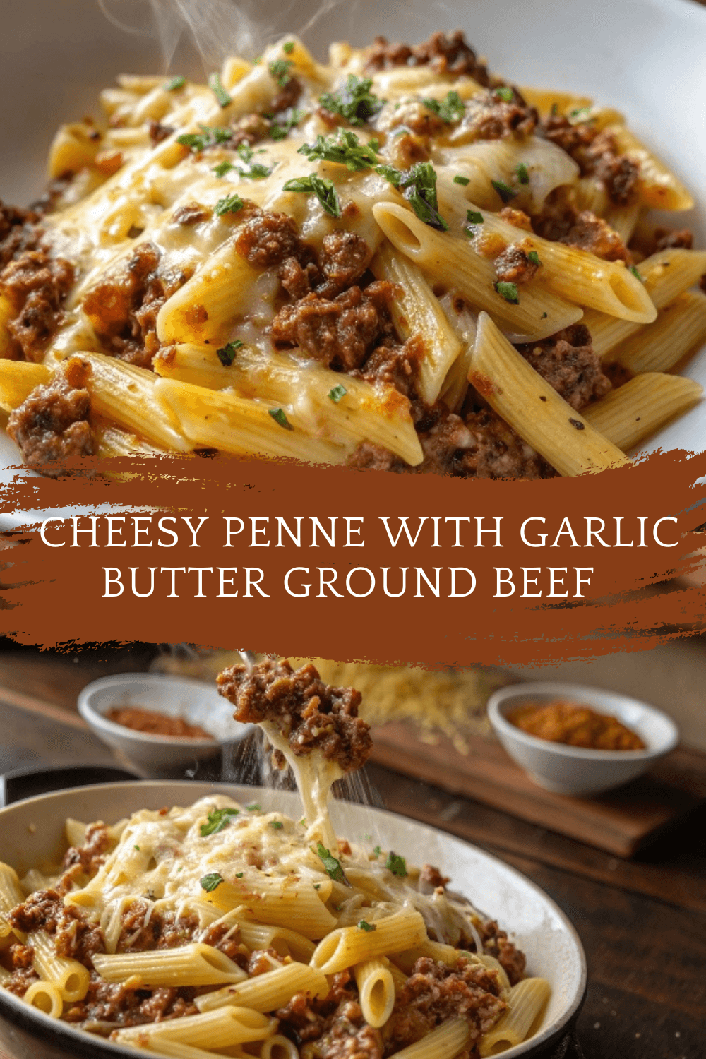 Cheesy Penne with Garlic Butter Ground Beef – Comfort in Every Bite