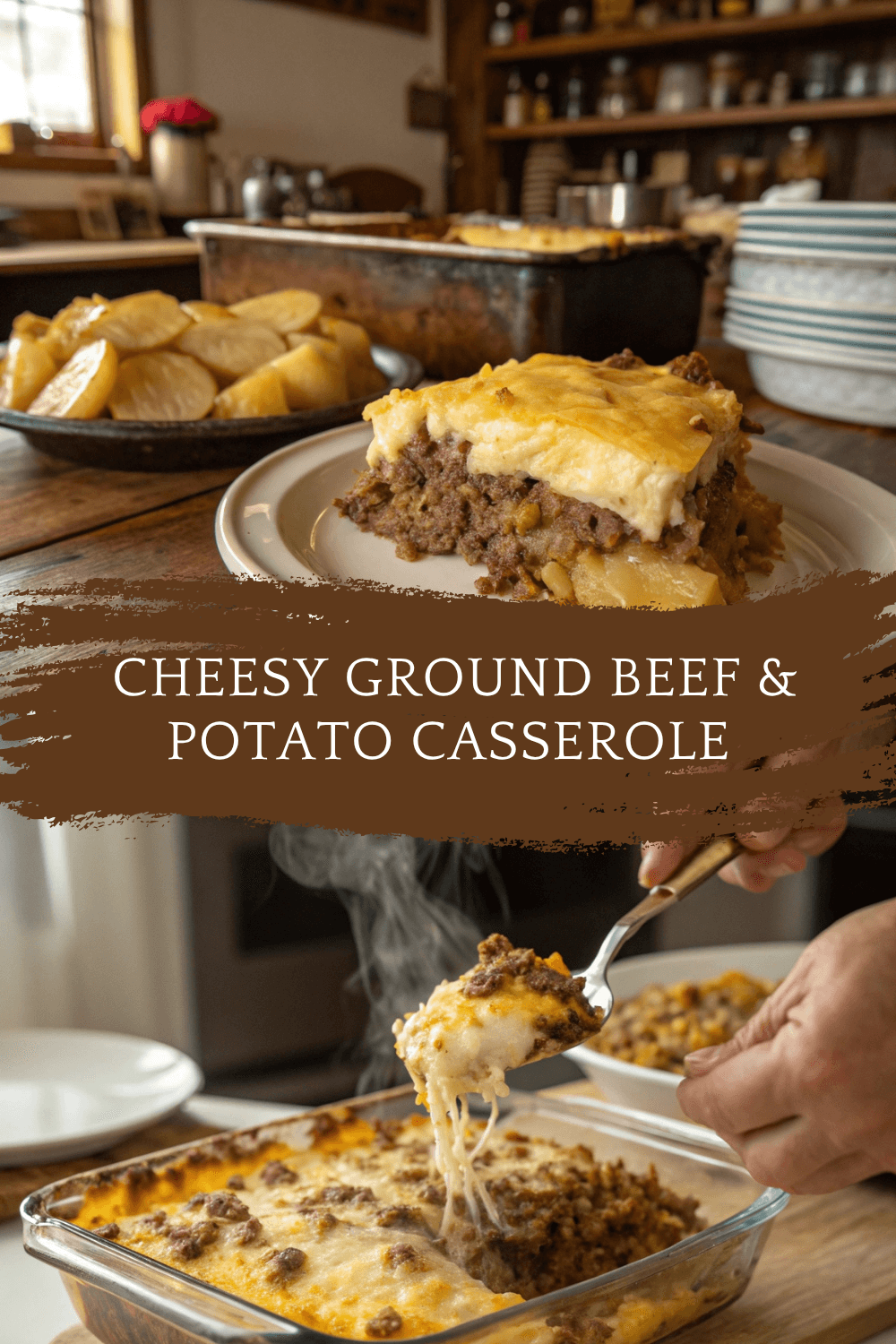 Cheesy Ground Beef & Potato Casserole (One-Pan Dinner!)