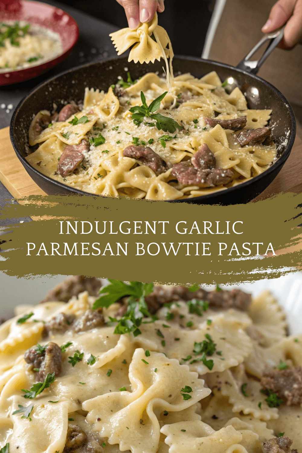 Indulgent Garlic Parmesan Bowtie Pasta with Creamy Beef – A Family Favorite!