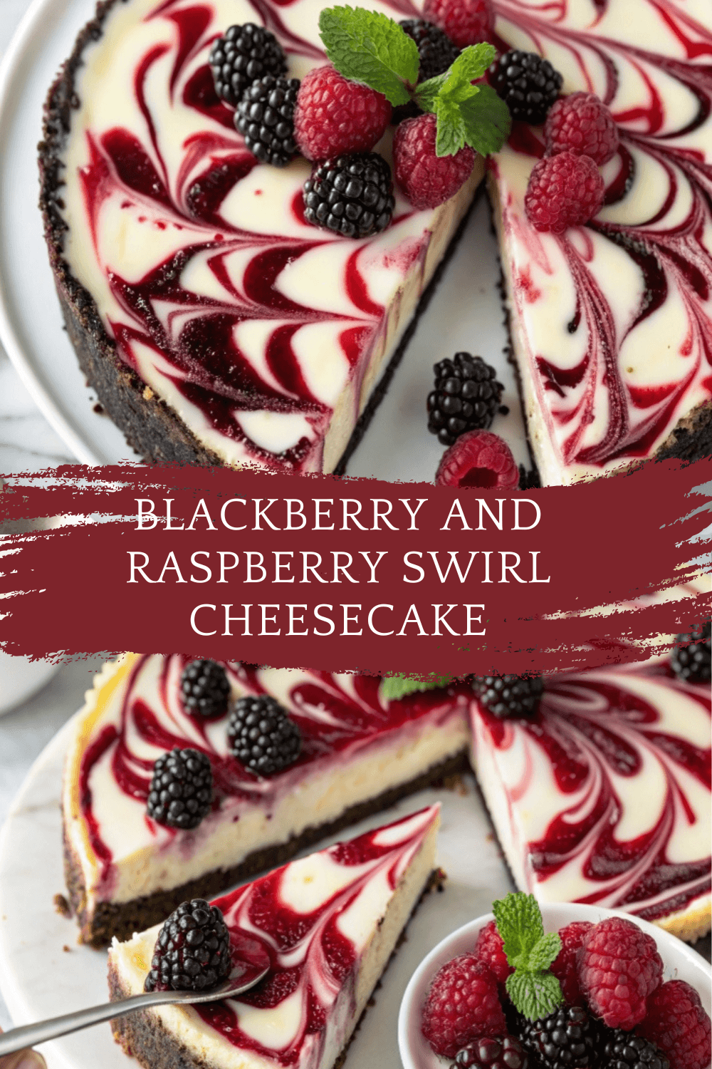Blackberry and Raspberry Swirl Cheesecake – A Lush, Fruity Dream in Every Slice