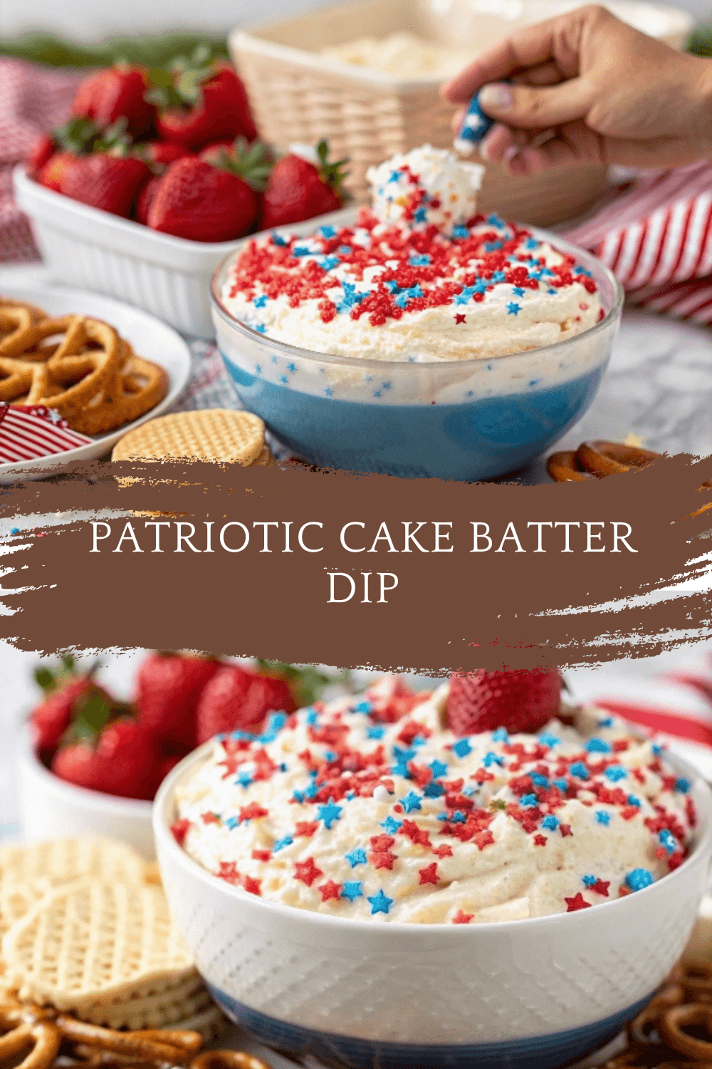 Patriotic Cake Batter Dip – Red, White, and Blue Dessert Fun