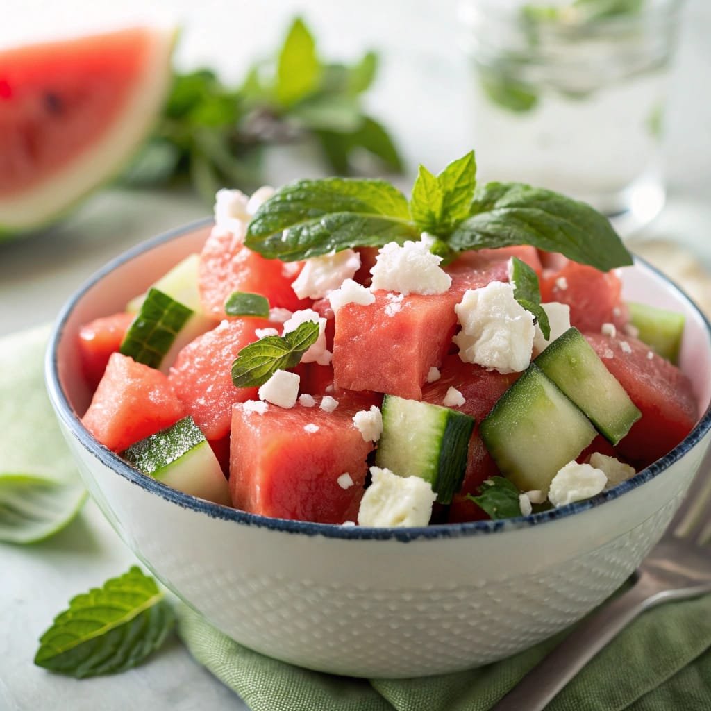 Watermelon Salad with Cucumber and Feta – Refreshing, Sweet & Savually Tangy