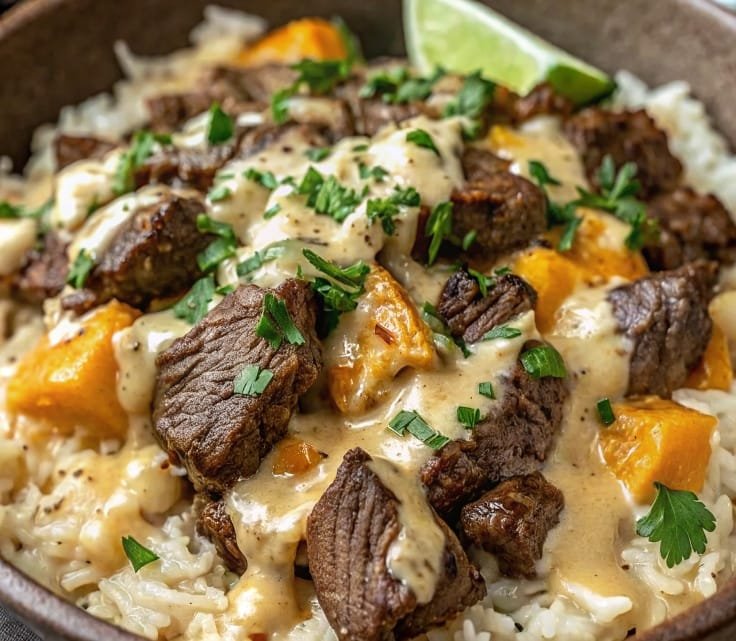 Steak & Queso Rice Bowl – A Bold, Cheesy Tex-Mex Delight