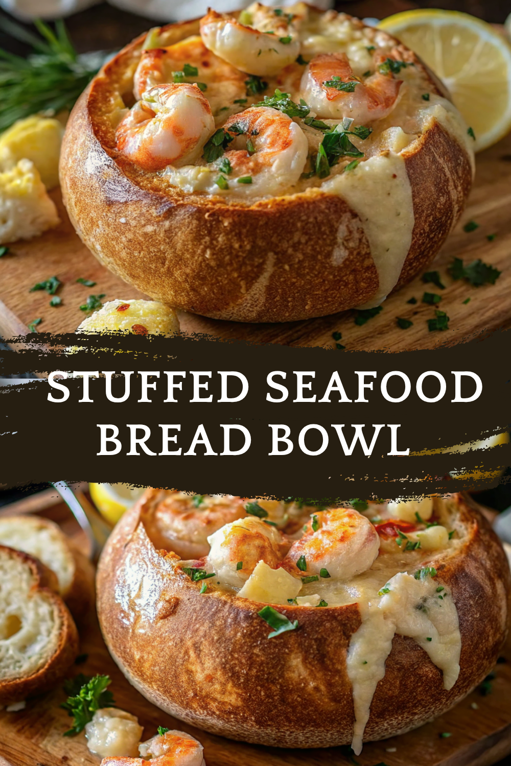 Stuffed Seafood Bread Bowl – A Creamy, Cheesy, Crowd-Pleasing Seafood Feast