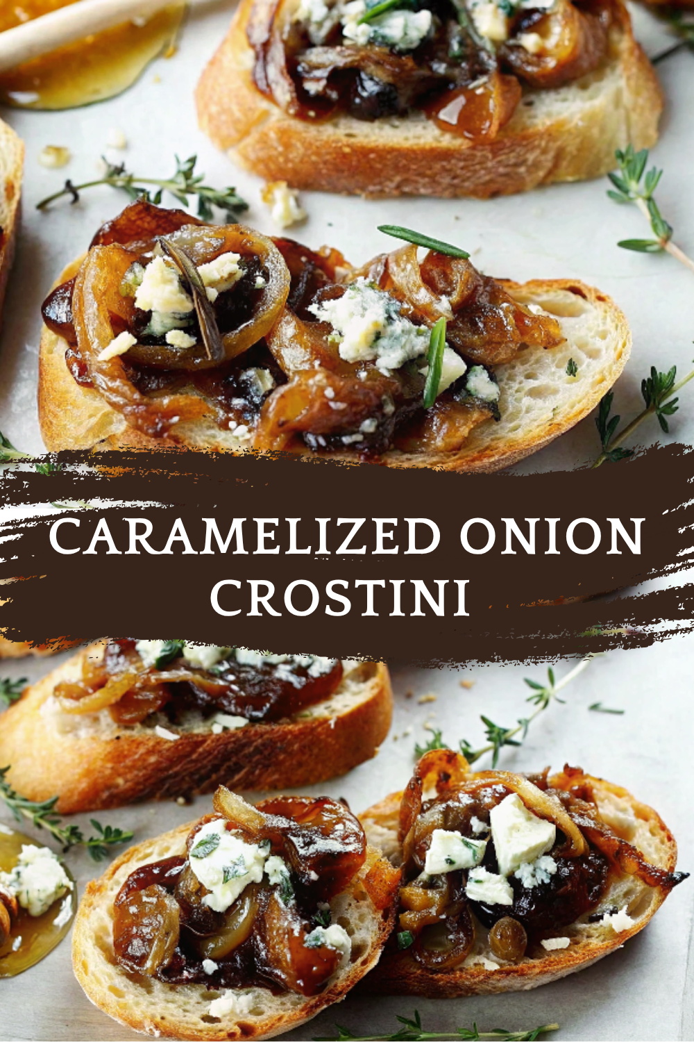 Caramelized Onion Crostini with Fig Jam and Blue Cheese – Elegant Bites with Sweet, Savory, and Tangy Layers