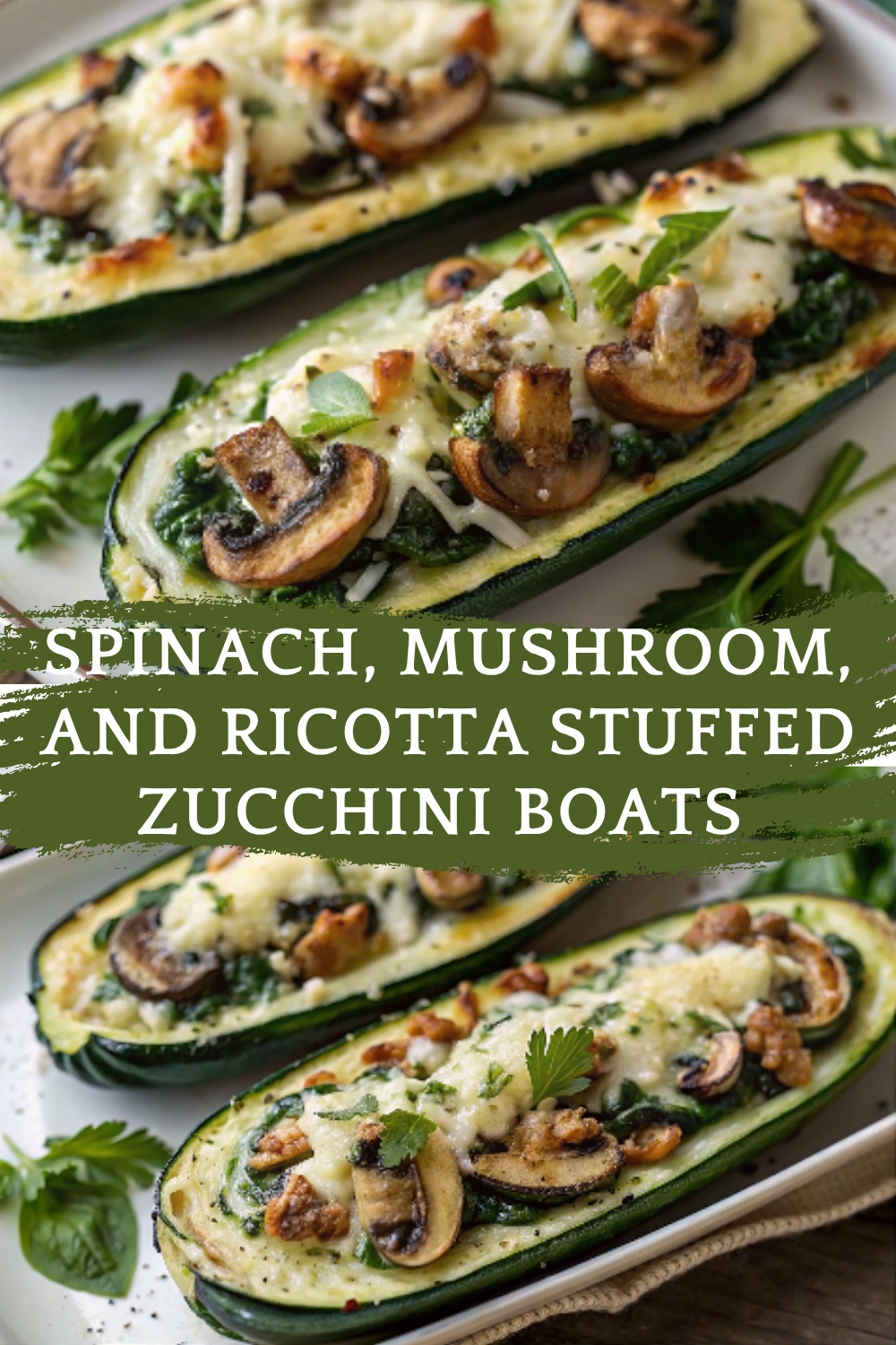 Spinach, Mushroom, and Ricotta Stuffed Zucchini Boats – A Low-Carb Veggie-Packed Favorite