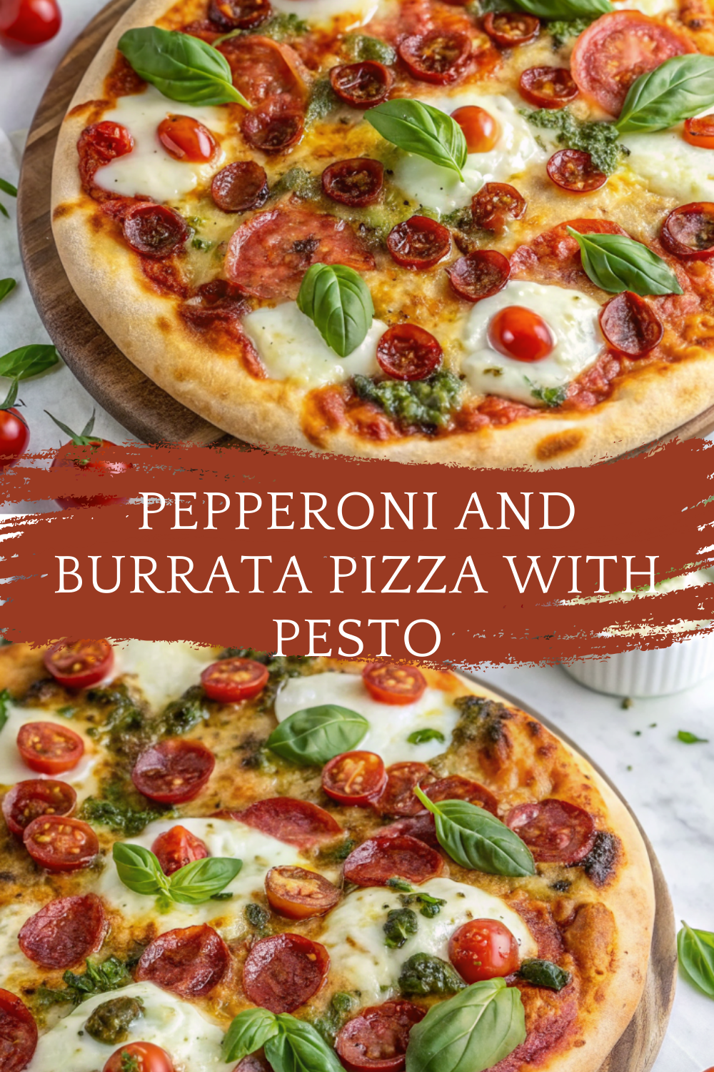 Pepperoni and Burrata Pizza with Pesto – A Melty, Cheesy Masterpiece Bursting with Flavor