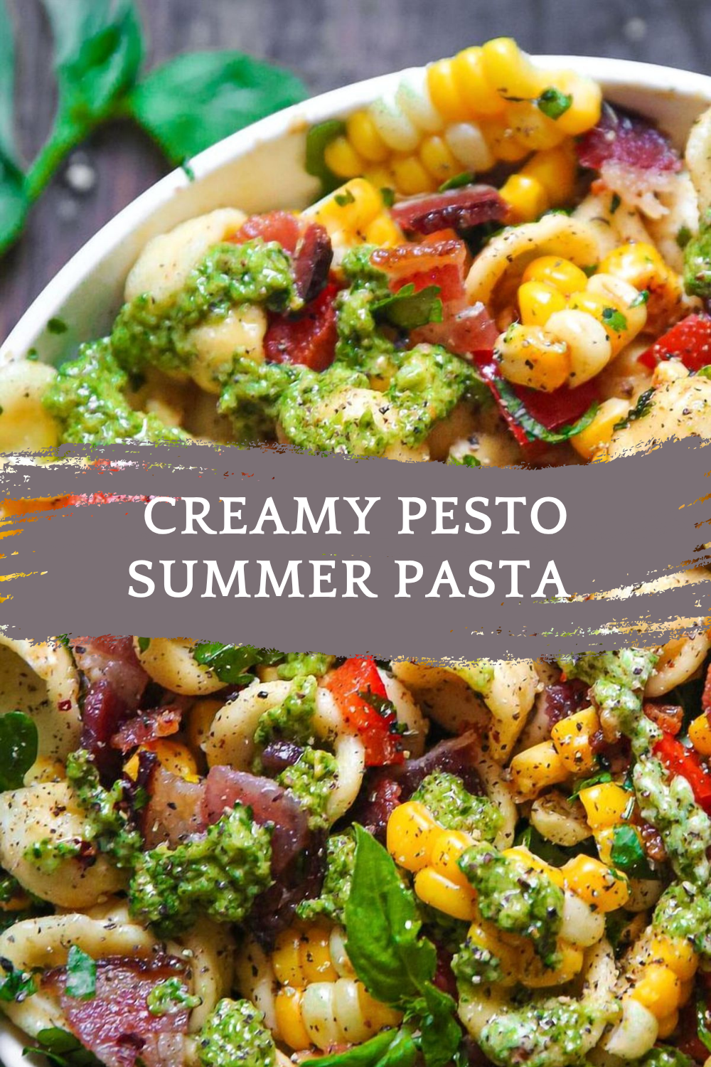 Creamy Pesto Summer Pasta with Corn, Bacon, and Bell Pepper – A Bright, Flavor-Packed Warm-Weather Dinner