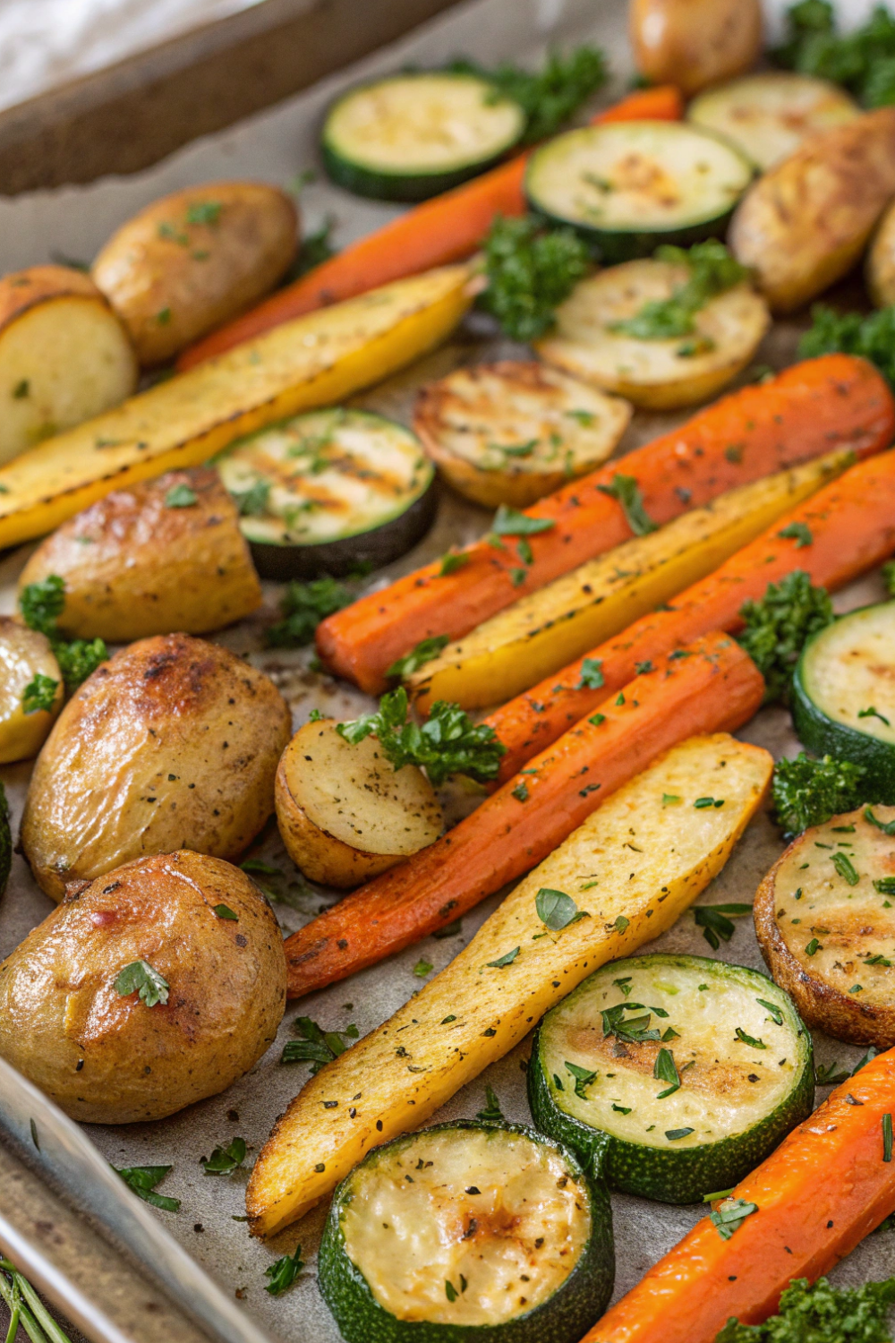 Garlic Herb Roasted Potatoes, Carrots & Zucchini – Crispy, Savory & Perfectly Seasoned