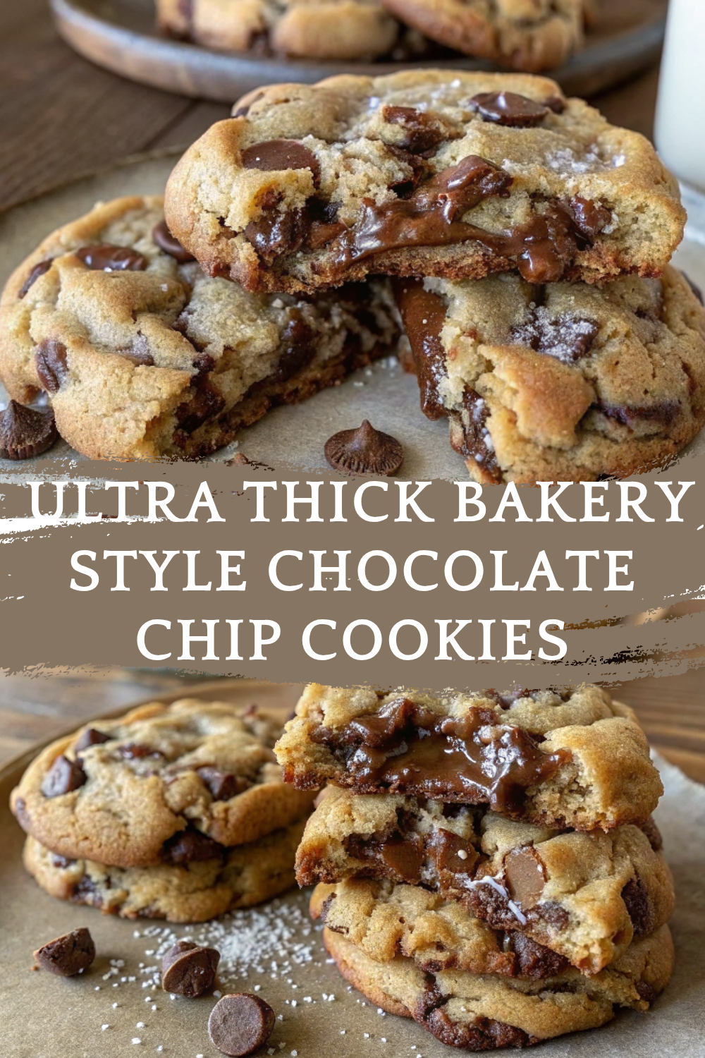 Ultra Thick Bakery Style Chocolate Chip Cookies – Crispy Edges, Gooey Centers, and Loaded with Chocolate!