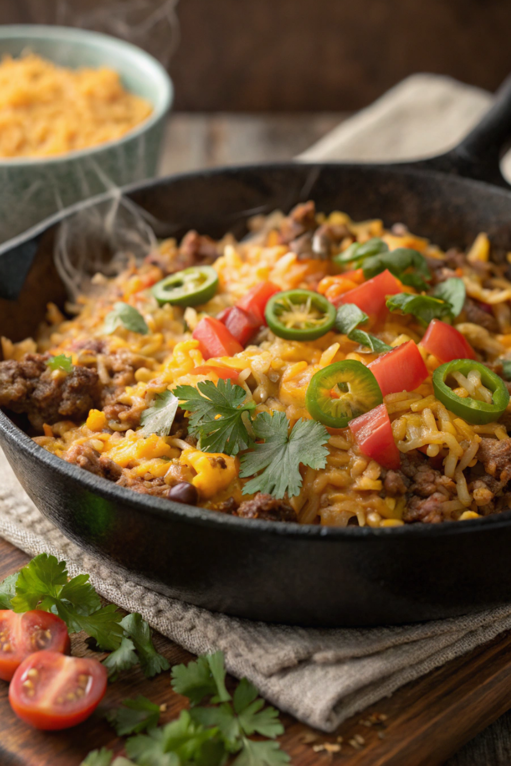 Cheesy Taco Rice Skillet – Quick, Comforting & Packed with Flavor