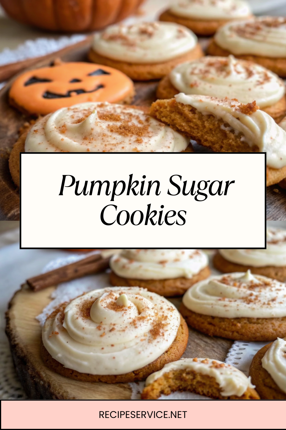 Pumpkin Sugar Cookies with Cream Cheese Frosting | Soft, Spiced & Sweet