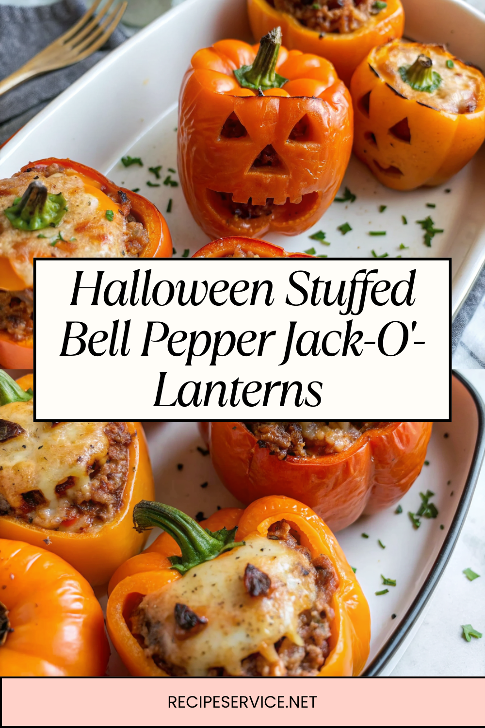 Halloween Stuffed Bell Pepper Jack-O’-Lanterns | Spooky & Delicious Dinner