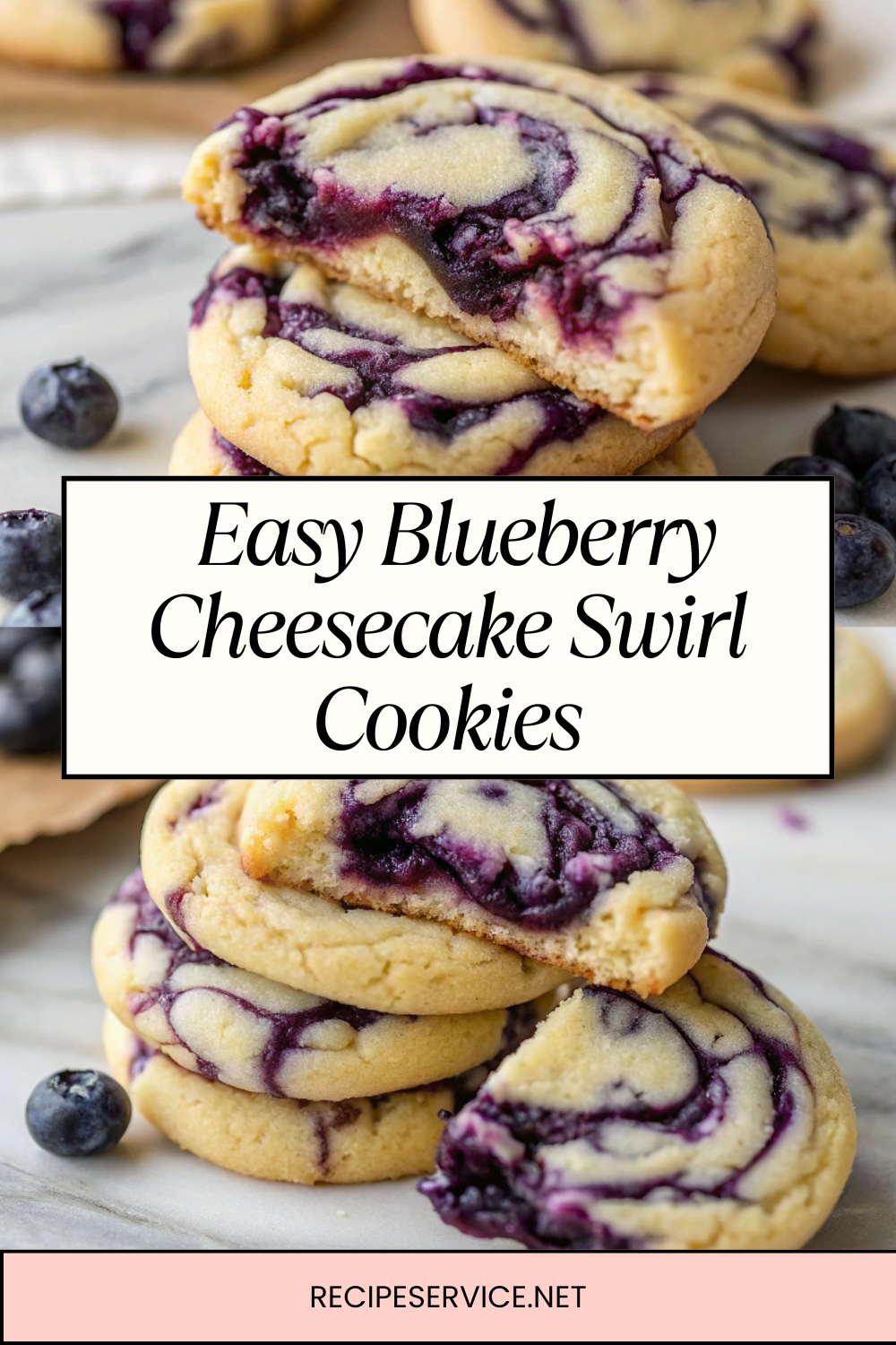 Easy Blueberry Cheesecake Swirl Cookies | Soft, Buttery & Bursting with Flavor