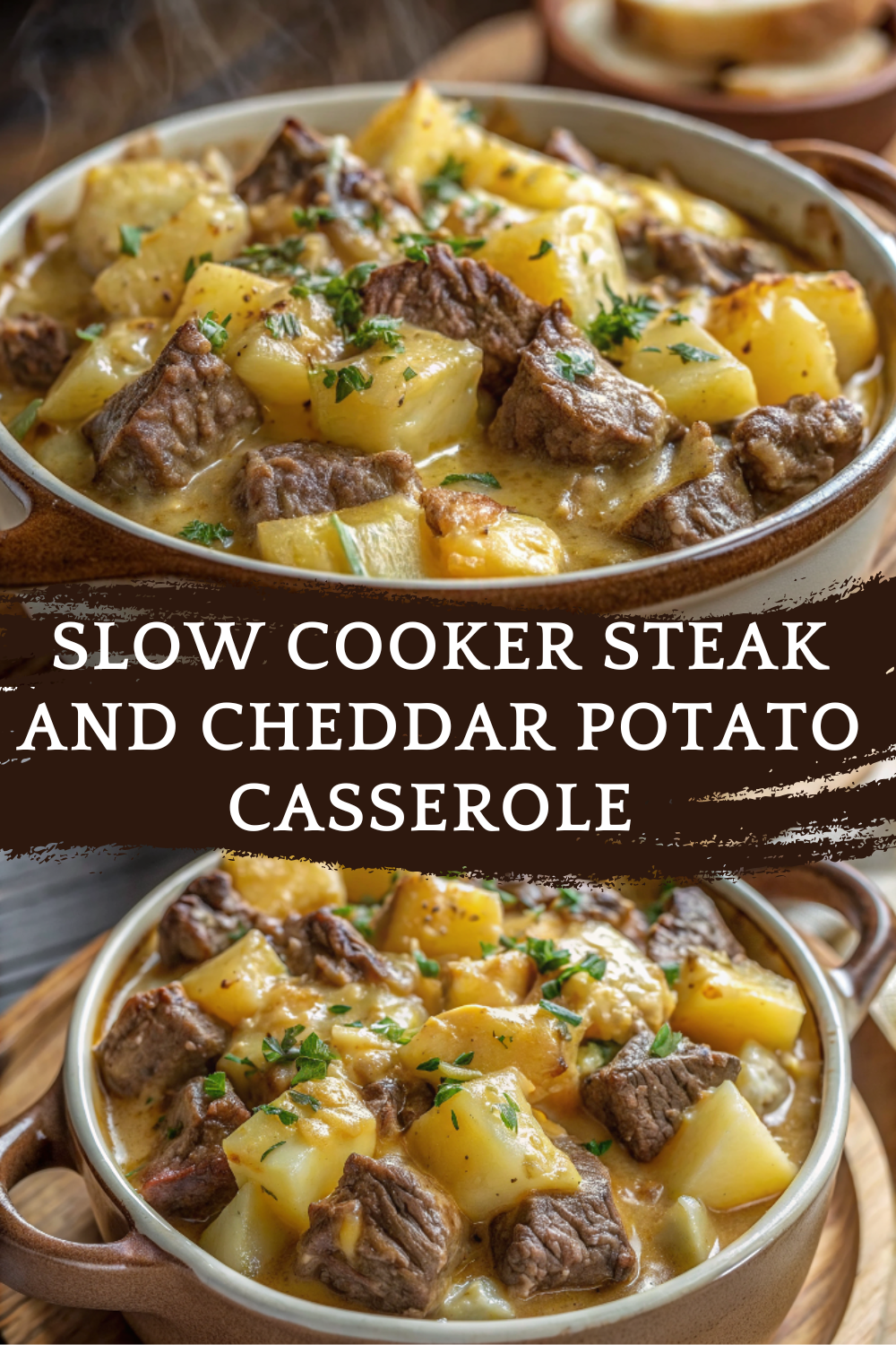 Slow Cooker Steak and Cheddar Potato Casserole – Hearty, Cheesy, and Comforting