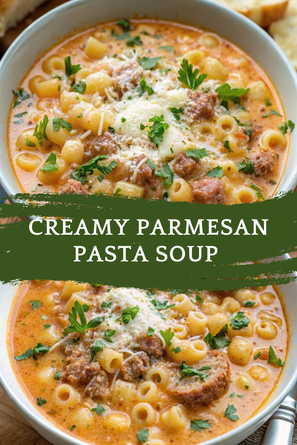 Creamy Parmesan Pasta Soup with Italian Sausage