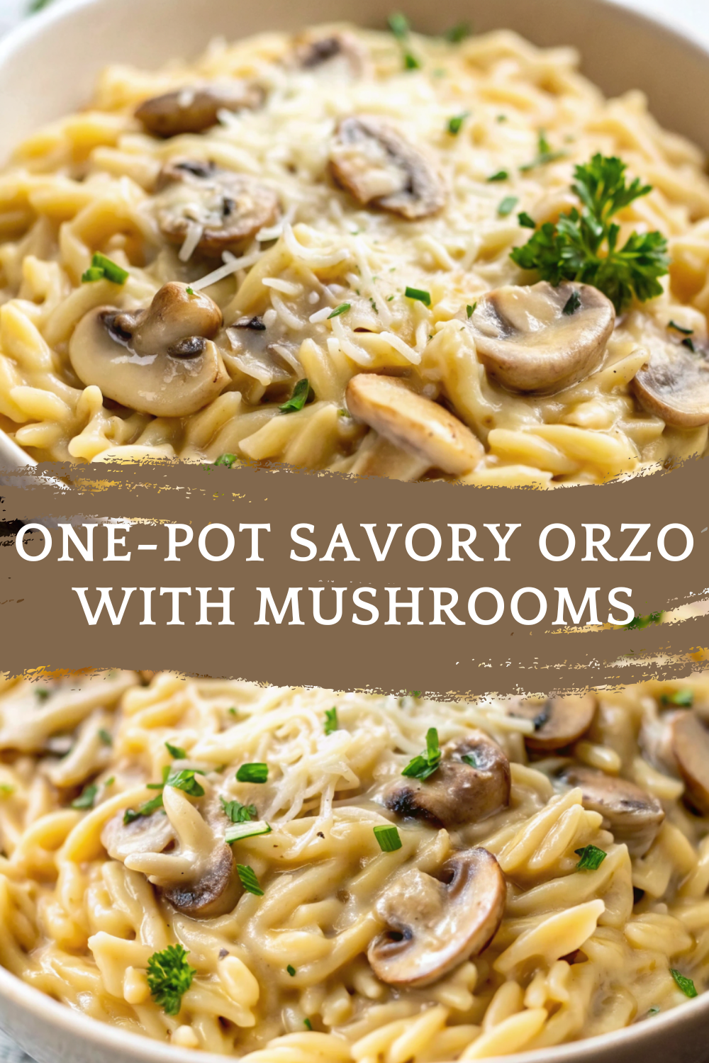 One-Pot Savory Orzo with Mushrooms, Garlic, and Parmesan Cream Sauce – A Comforting Side or Main Dish