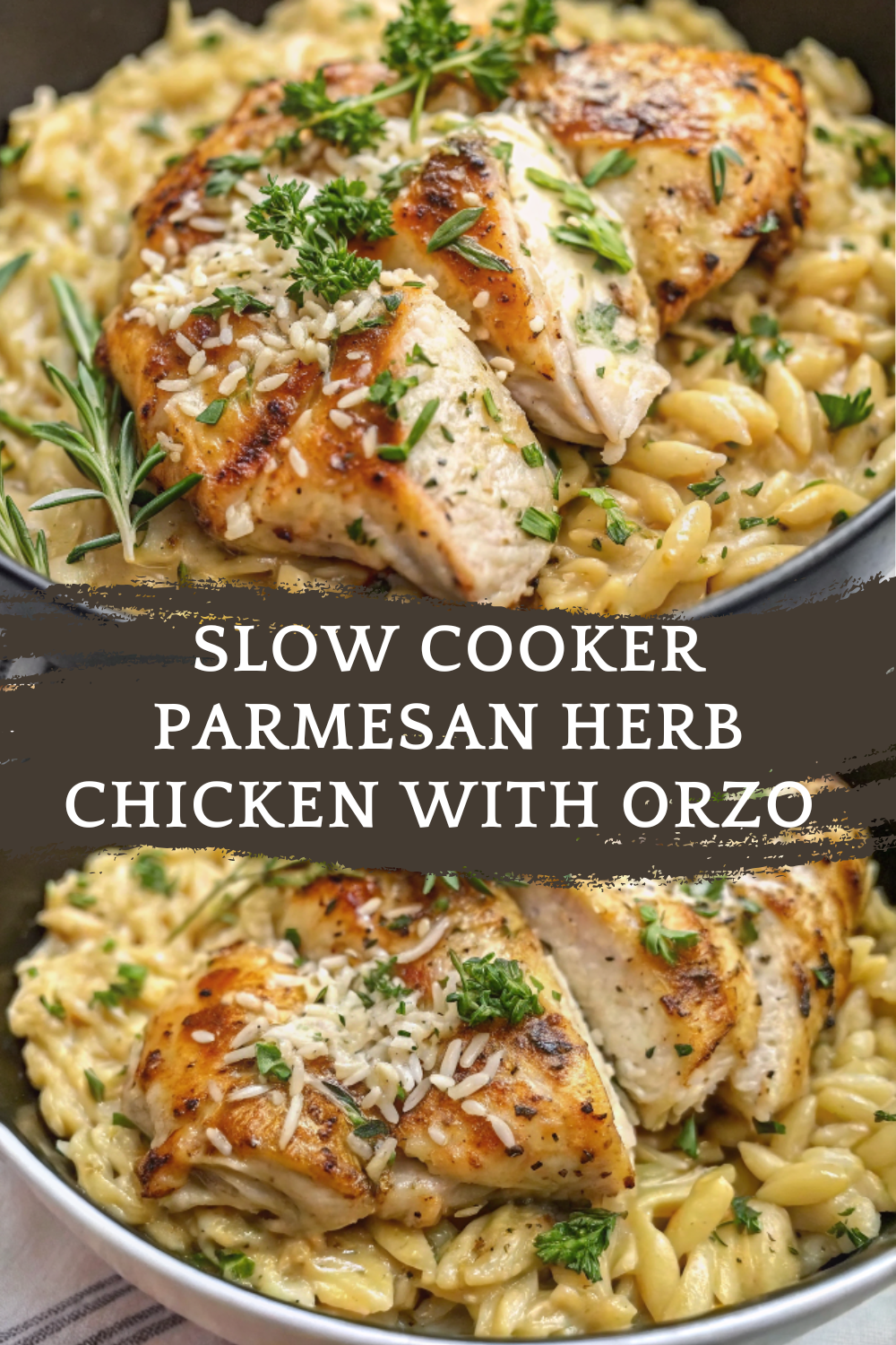 Slow Cooker Parmesan Herb Chicken with Orzo – Creamy, Comforting & Effortless Dinner