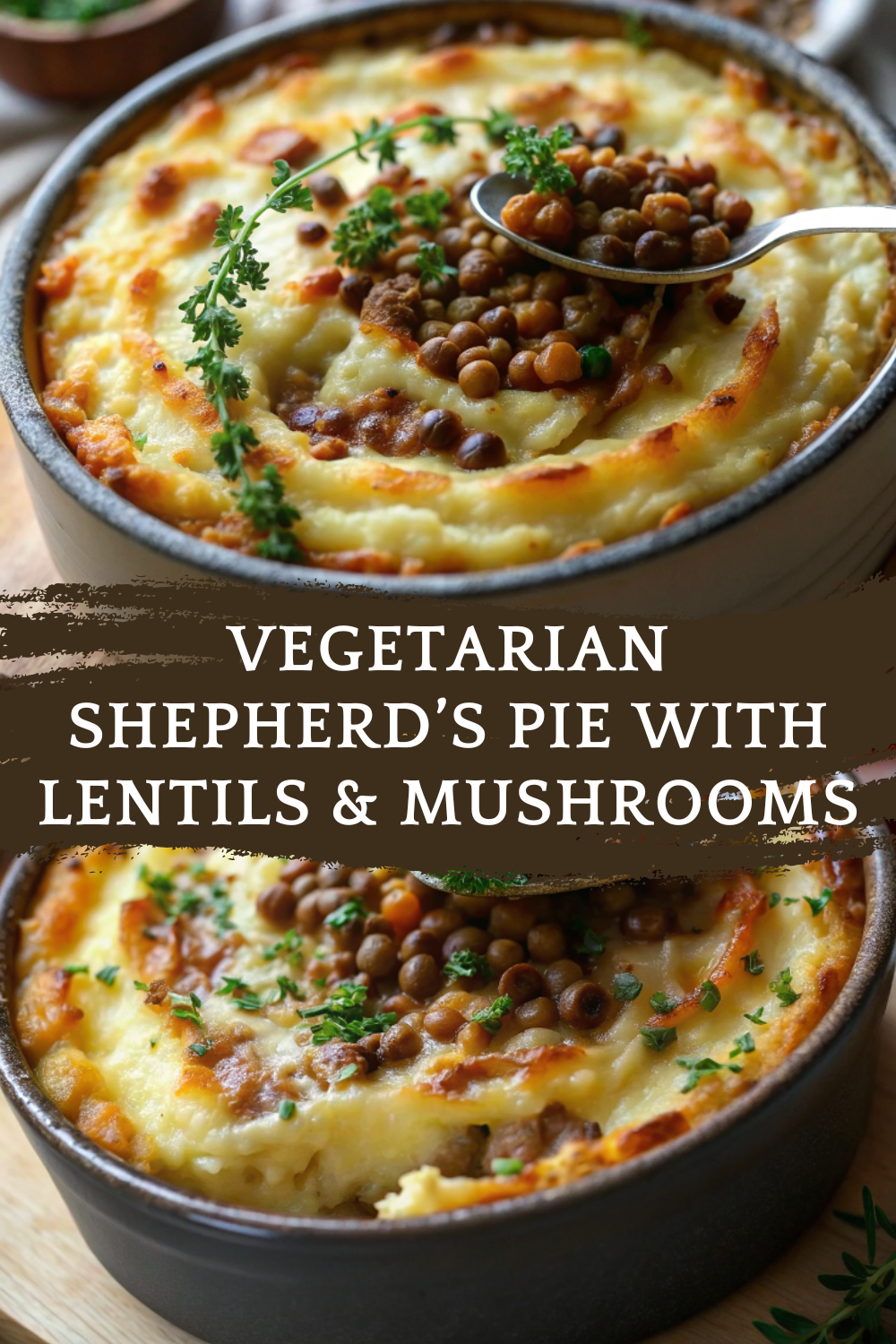 Easy Vegetarian Shepherd’s Pie with Lentils & Mushrooms – A Cozy Meatless Comfort Food Classic
