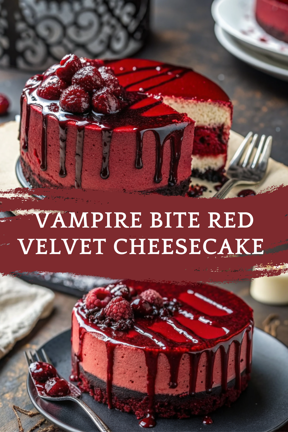 Vampire Bite Red Velvet Cheesecake – A Hauntingly Delicious Halloween Dessert
