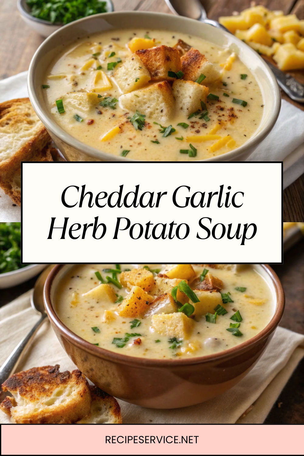 Cheddar Garlic Herb Potato Soup | Cozy & Creamy Comfort Food