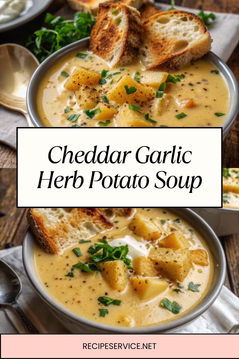 Cheddar Garlic Herb Potato Soup | Cozy & Creamy Comfort Food