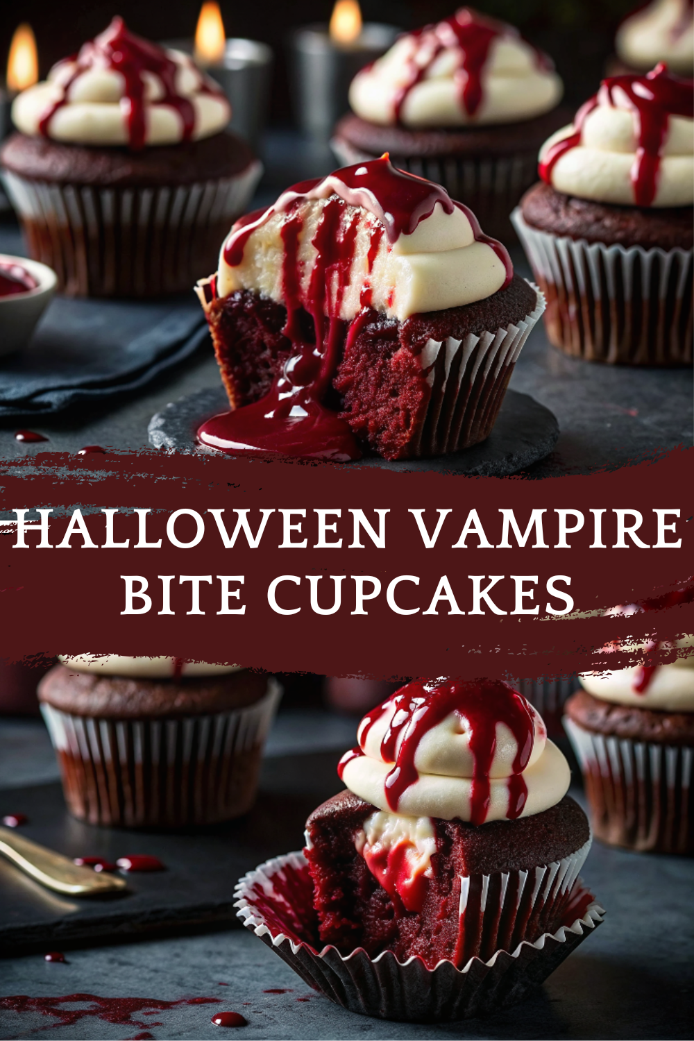Halloween Vampire Bite Cupcakes