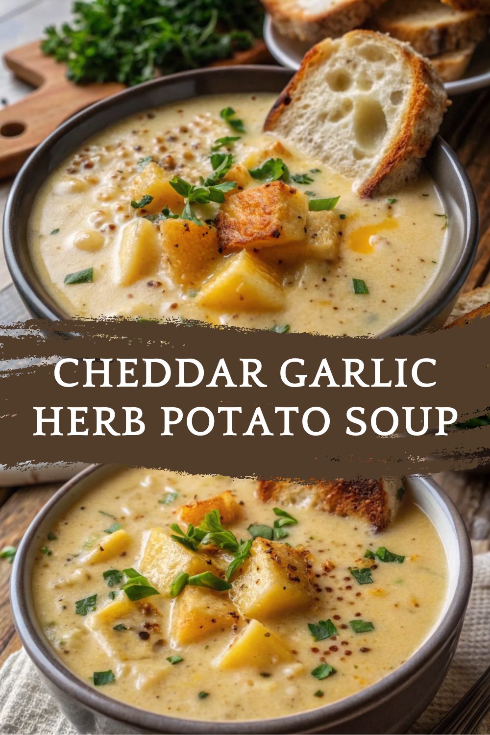 Cheddar Garlic Herb Potato Soup | Cozy & Creamy Comfort Food