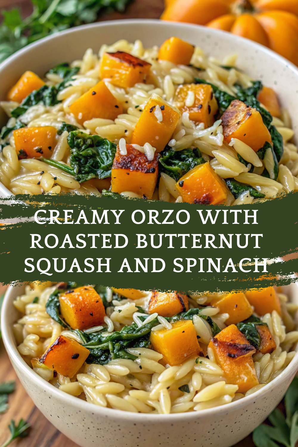 Creamy Orzo with Roasted Butternut Squash and Spinach — A Comforting, Cozy, and Elegant One-Pot Dish