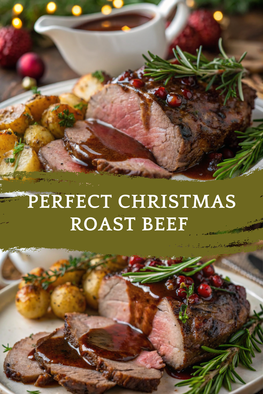 Perfect Christmas Roast Beef with Pomegranate Holiday Gravy