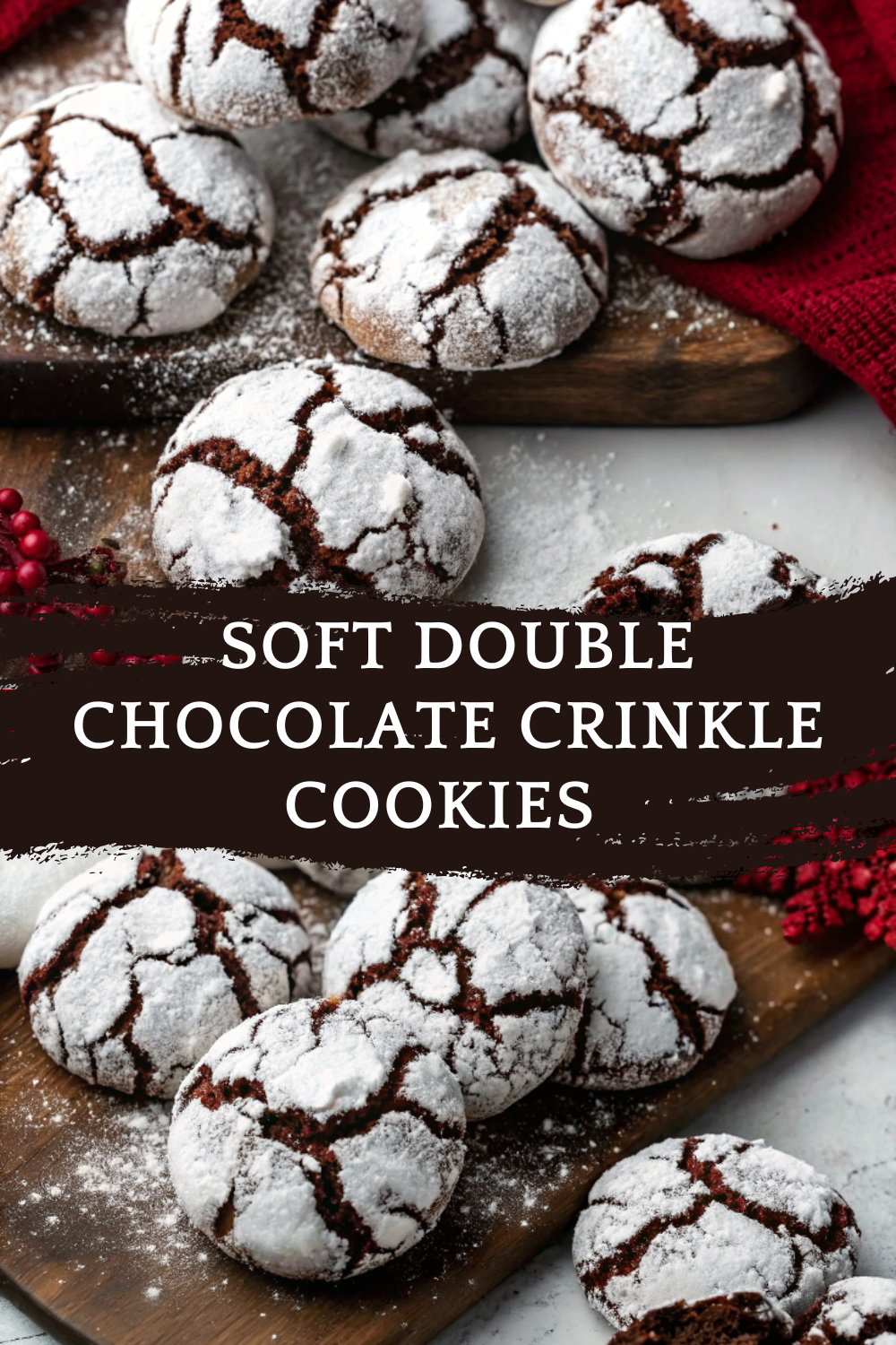 Soft Double Chocolate Crinkle Cookies with Fudgy Centers