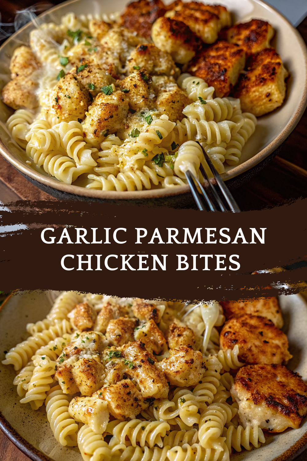 Garlic Parmesan Chicken Bites with Creamy Rotini – A Comforting, Cheesy, Irresistible Weeknight Meal