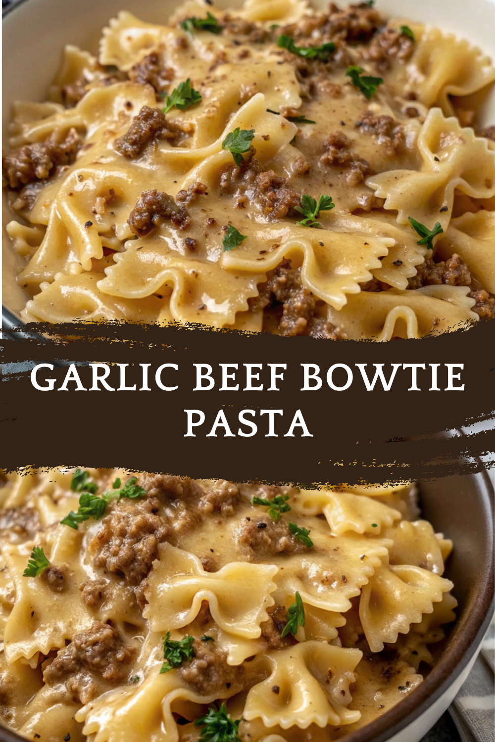 Creamy Parmesan Garlic Beef Bowtie Pasta