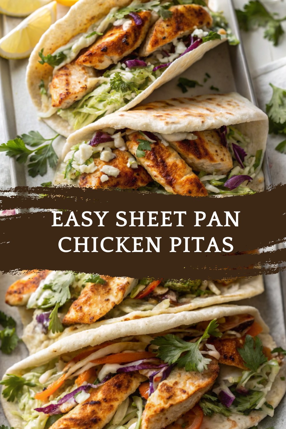Easy Sheet Pan Chicken Pitas with Fresh Herb Ranch Slaw – Quick, Flavorful, and Perfect for Busy Nights