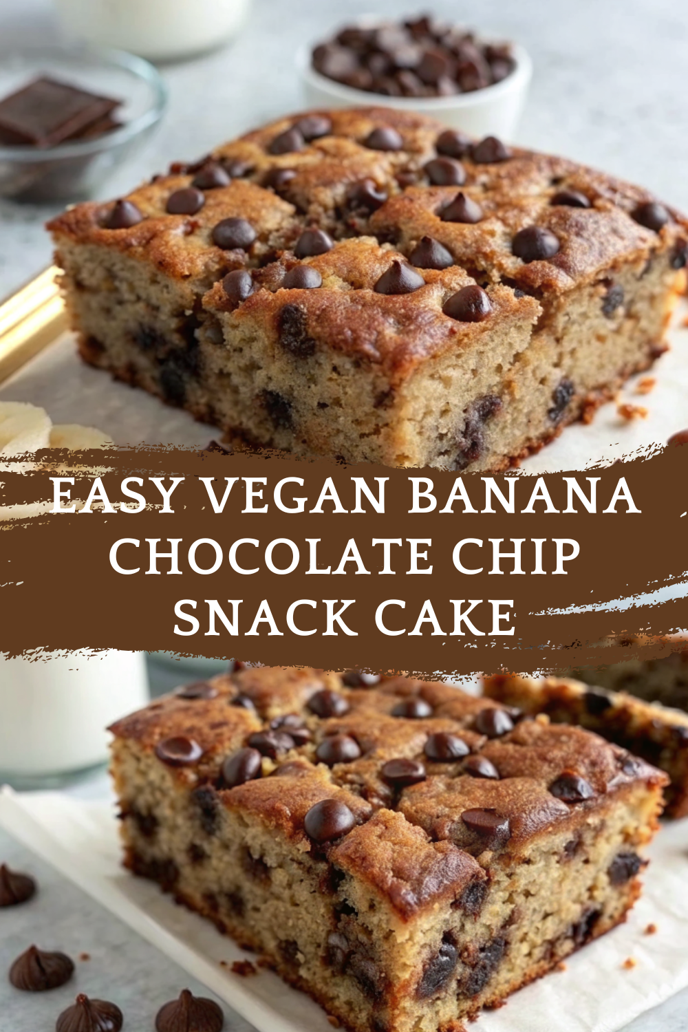 Easy Vegan Banana Chocolate Chip Snack Cake – Moist, Soft & Naturally Sweet