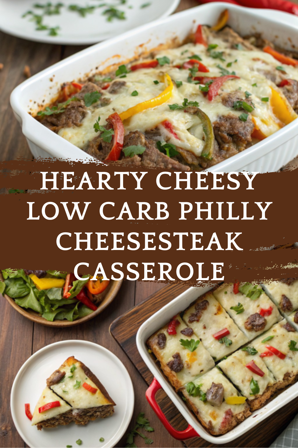 Hearty Cheesy Low Carb Philly Cheesesteak Casserole